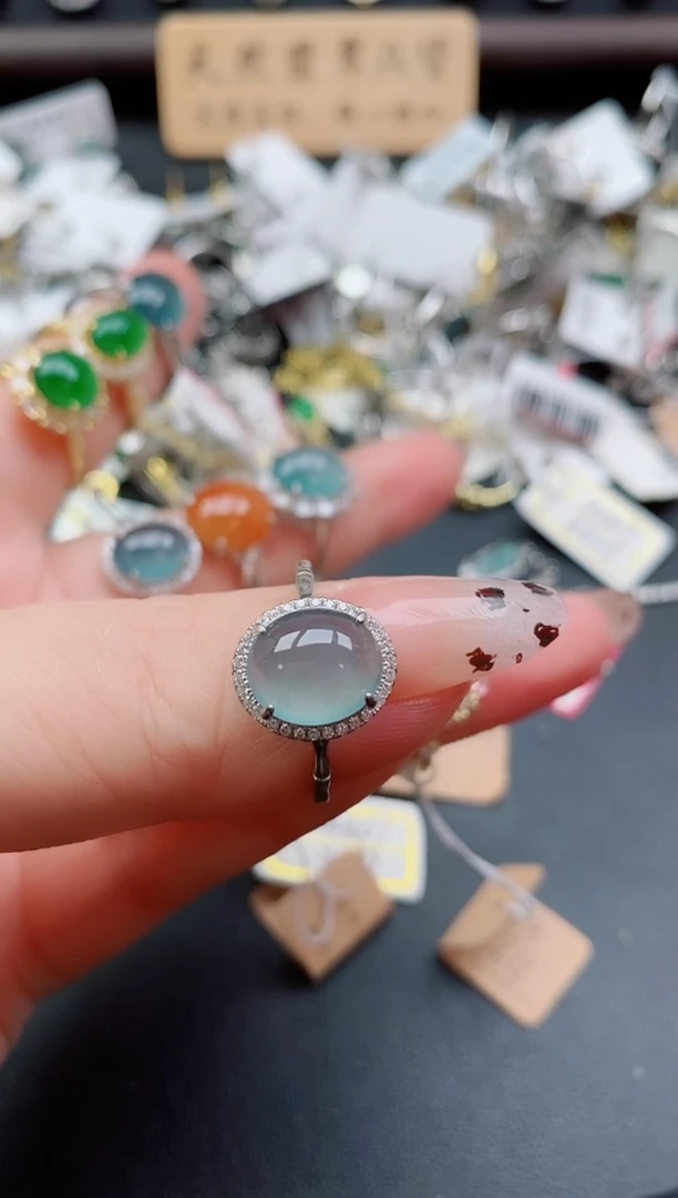 银S925镶嵌戒指翡翠1