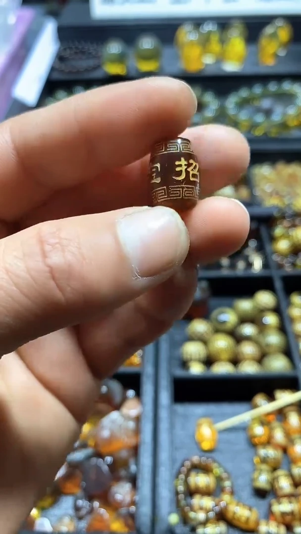 琥珀未镶嵌耳饰天然缅甸琥珀桶珠