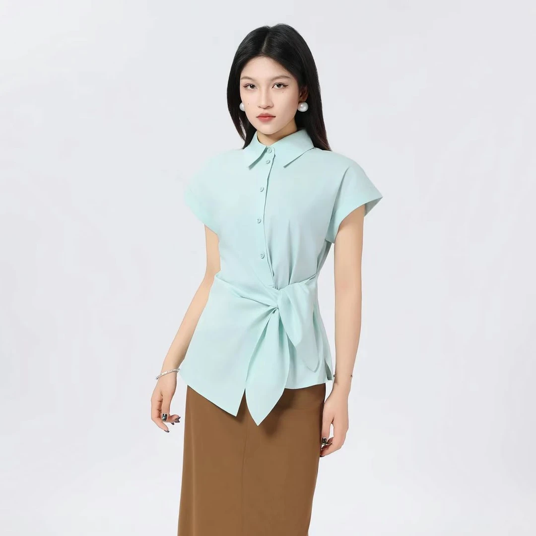 GIRDEAR/哥弟夏季薄款衬衣时尚简约百搭新中式减龄衬衫女130019