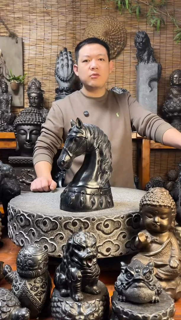 石材30马头天然青石雕刻