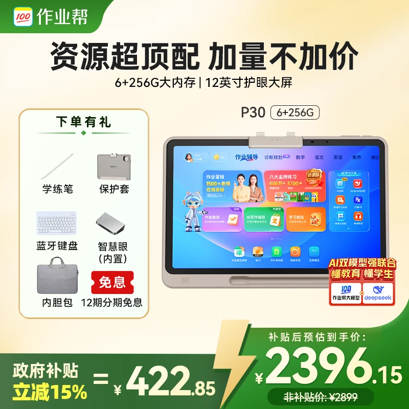 【政府补贴15%】【AI学习机】作业帮学习机P30 256G 学习学练二合一 Z