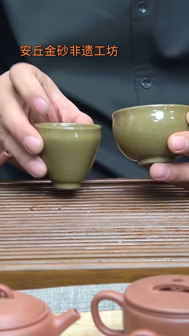 张勇金砂精品木叶盏-微瑕一对