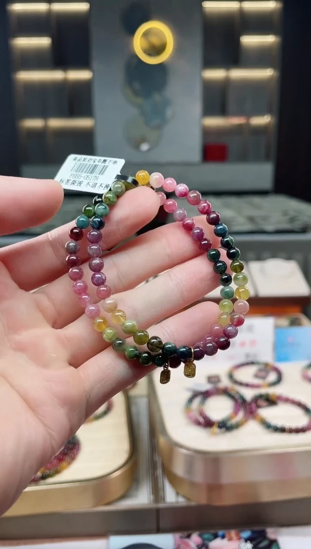 未镶嵌老矿碧玺彩虹单圈手串5mm+碧玺 多样性发一条xion