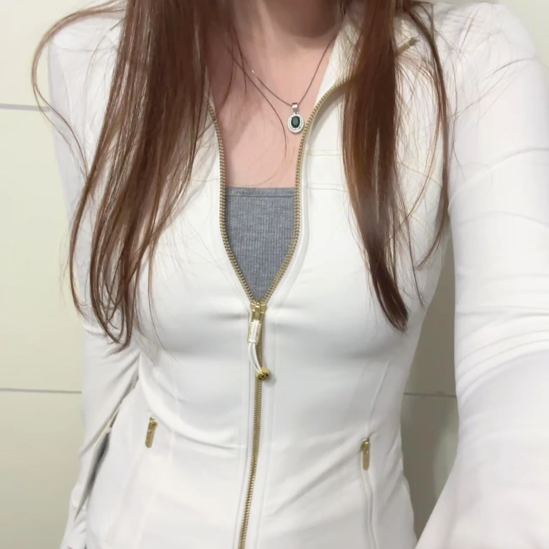 (一毛一样lu)瑜伽服df金标外套立领修身长袖外套运动健身户外