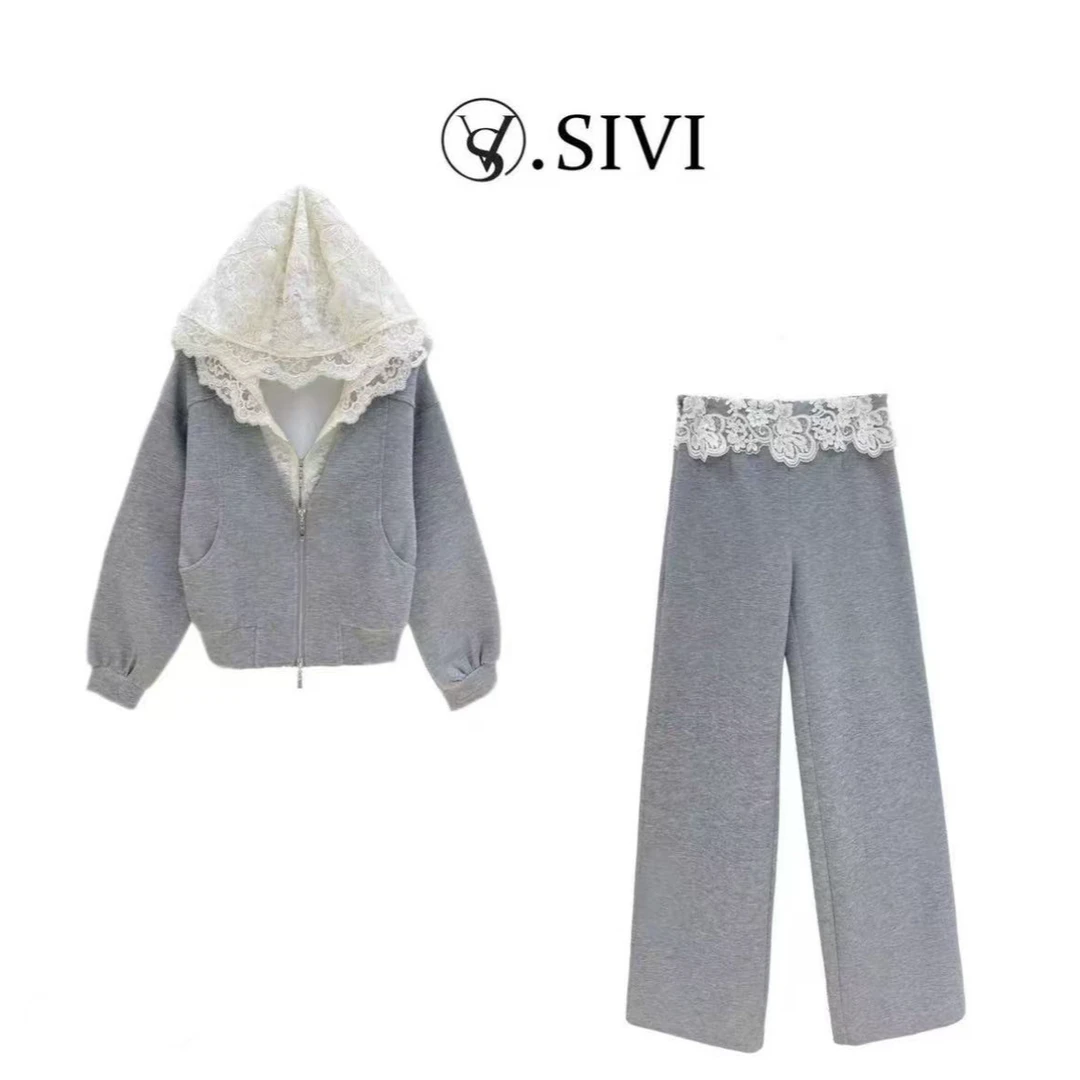 熙薇【眉开眼笑】2025春季新款卫衣外套+裤子休闲设计师套装