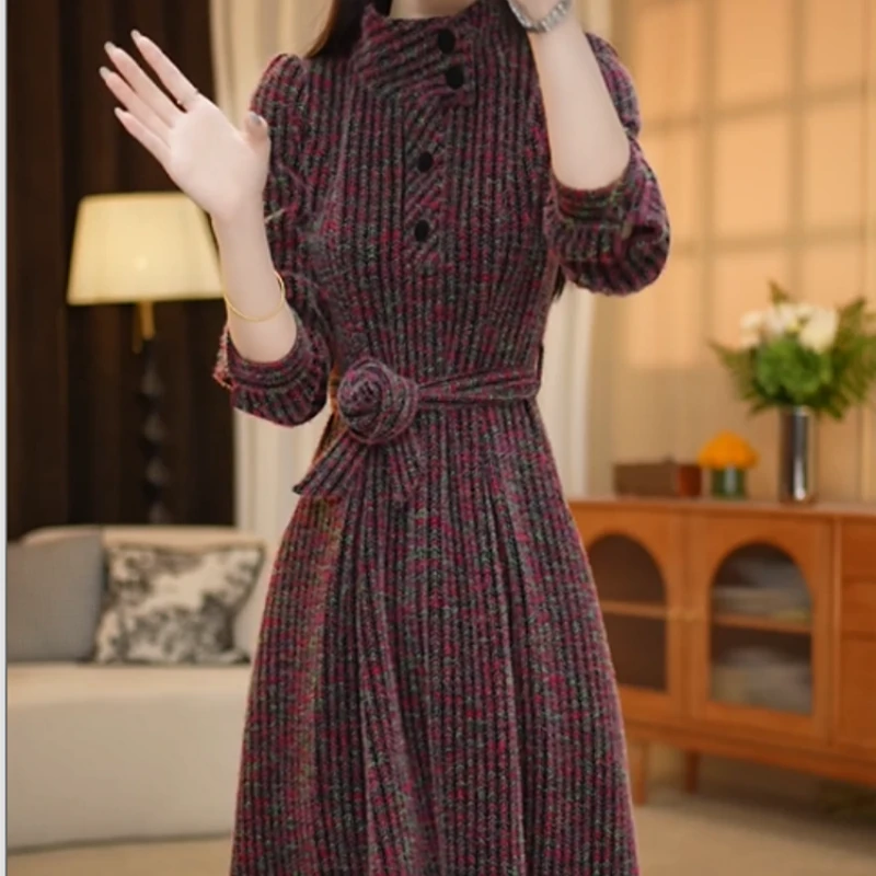 B173【连衣裙】2025秋季新款名媛高贵优雅气质减龄休闲百搭连衣裙