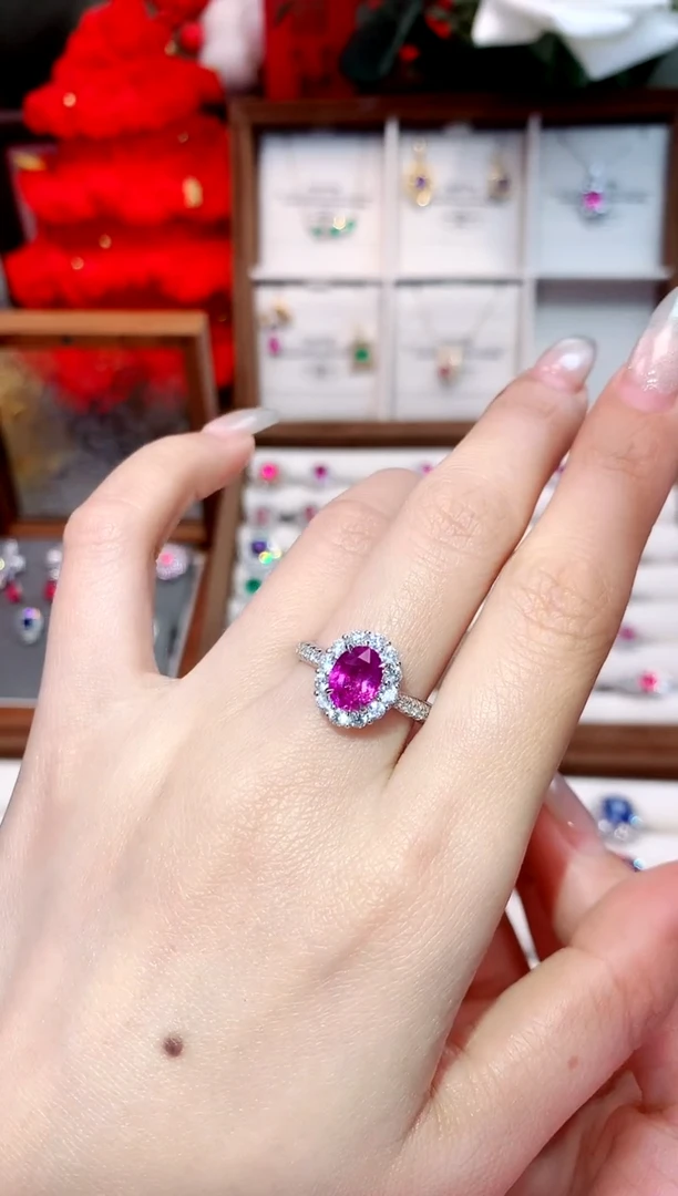 戒指彩色蓝宝石18K金镶嵌2.04ct/天然宝石/七天无理由
