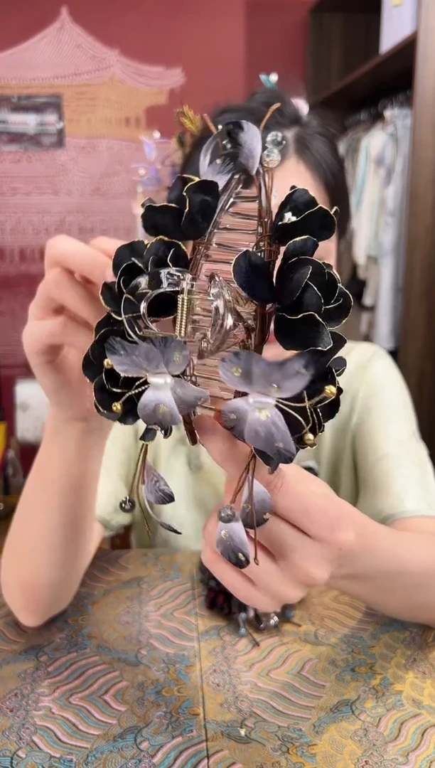 刺绣非遗绒花缠花手工（抓夹 ）