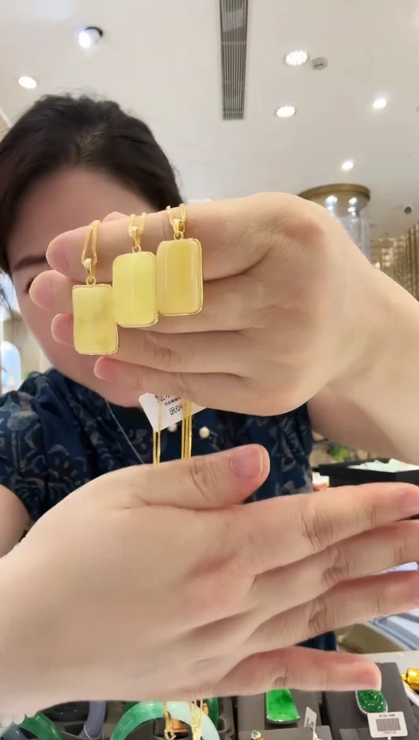 银S925镶嵌吊坠(赠链)蜜蜡【10】（多样性发一）无事牌约21*13*4.7