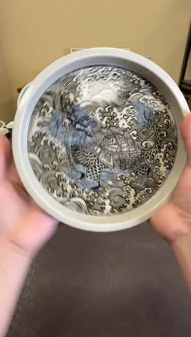 二号釉龙龟纹壶承