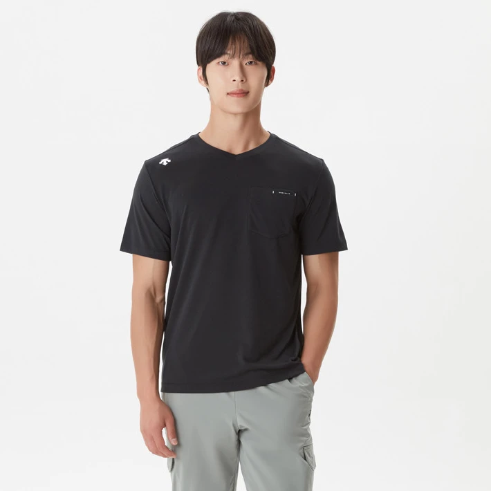DESCENTE/迪桑特运动休闲速干V领舒适T恤短袖男女韩系SP223UTS41