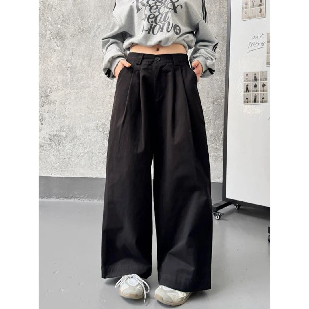 褶皱高腰松弛有型宽松直筒休闲韩版长裤  ZK-851