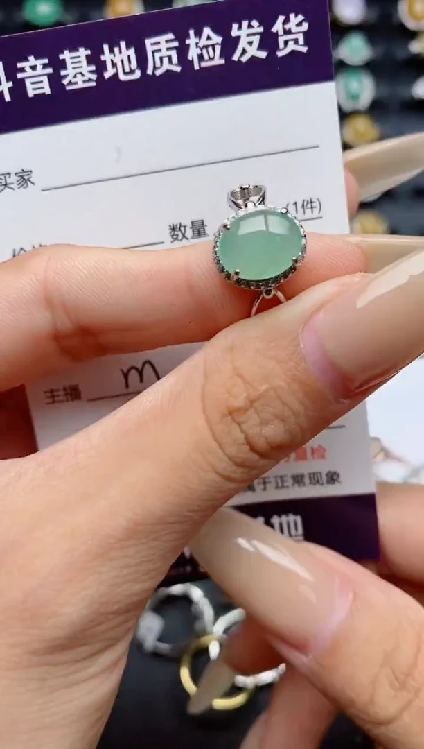 翡翠戒指银S925镶嵌.