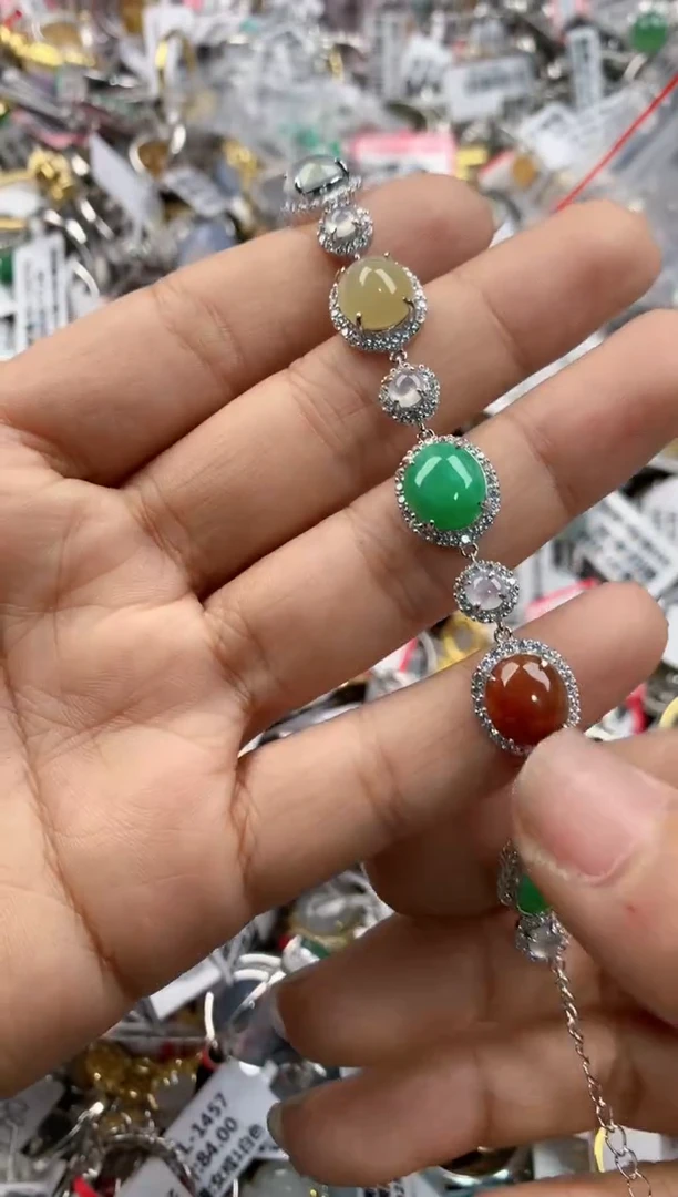 银S925镶嵌戒指翡翠777---7