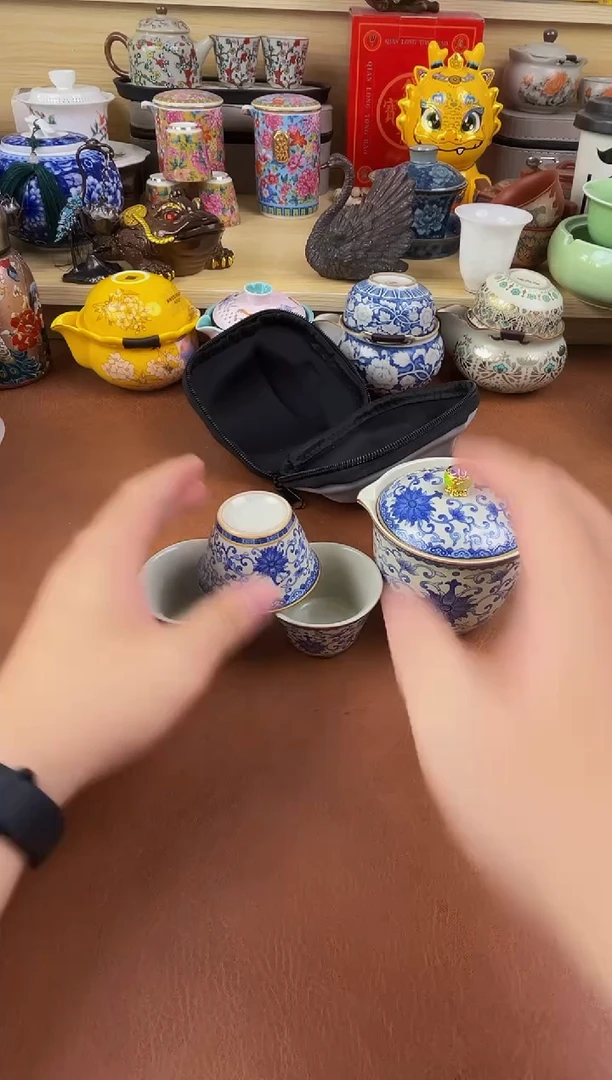 陶瓷茶具摆件旅行套组