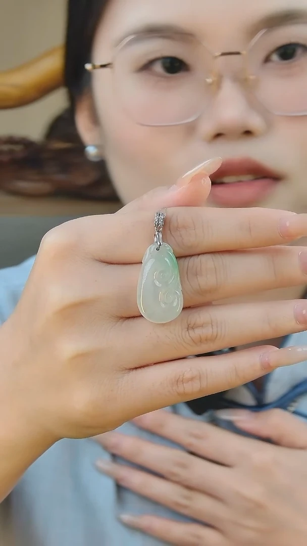 颈饰银S925镶嵌翡翠缅甸A货翡翠