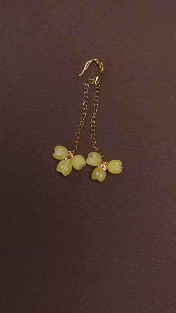 琥珀未镶嵌耳饰蜜蜡桂花耳饰