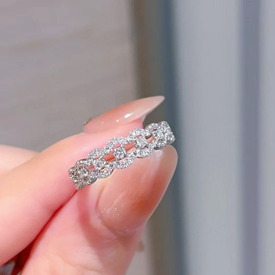 实验室培育钻石PT950铂金中世纪复古蕾丝戒指上下点缀小钻