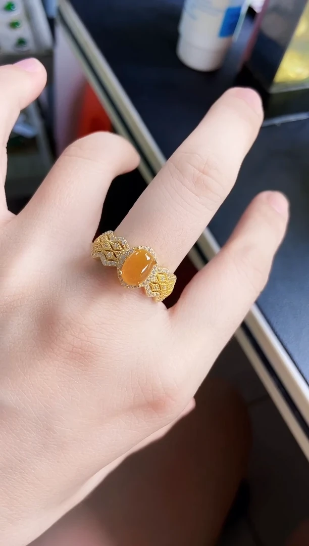 翡翠戒指银S925镶嵌1414