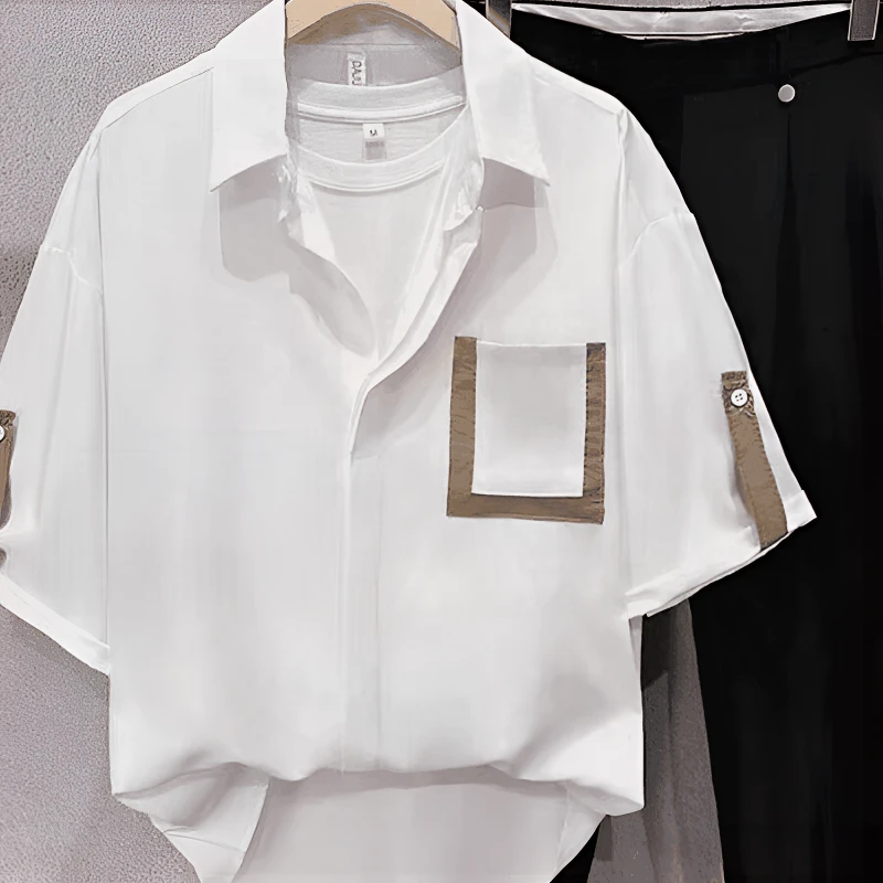 潮牌特大码短袖衬衫薄款韩版潮流宽松休闲痞帅青少年男士夏季免烫