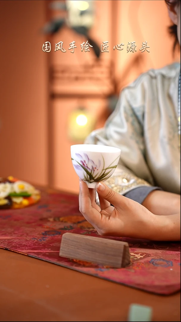 陶瓷景德镇釉中彩餐具鸡心杯100cc