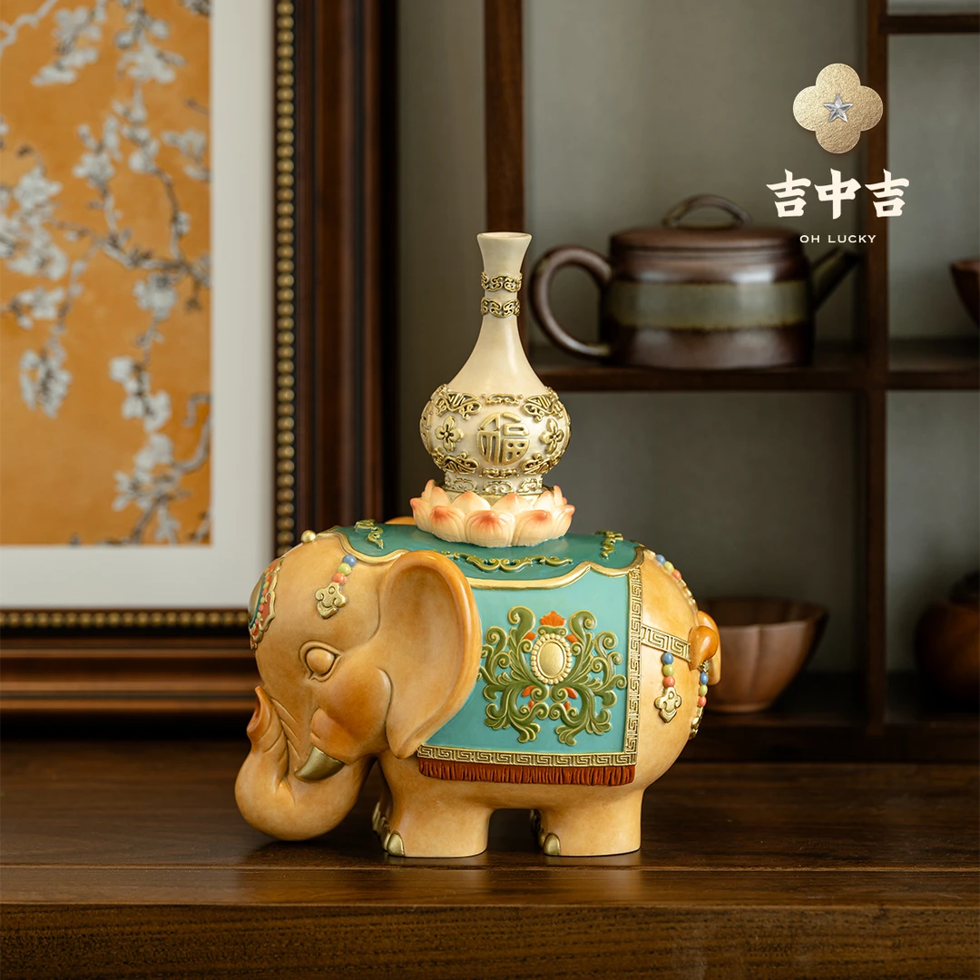 吉中吉·铜《太平有象》象桌面摆件 网红家居客厅桌面电视柜装饰