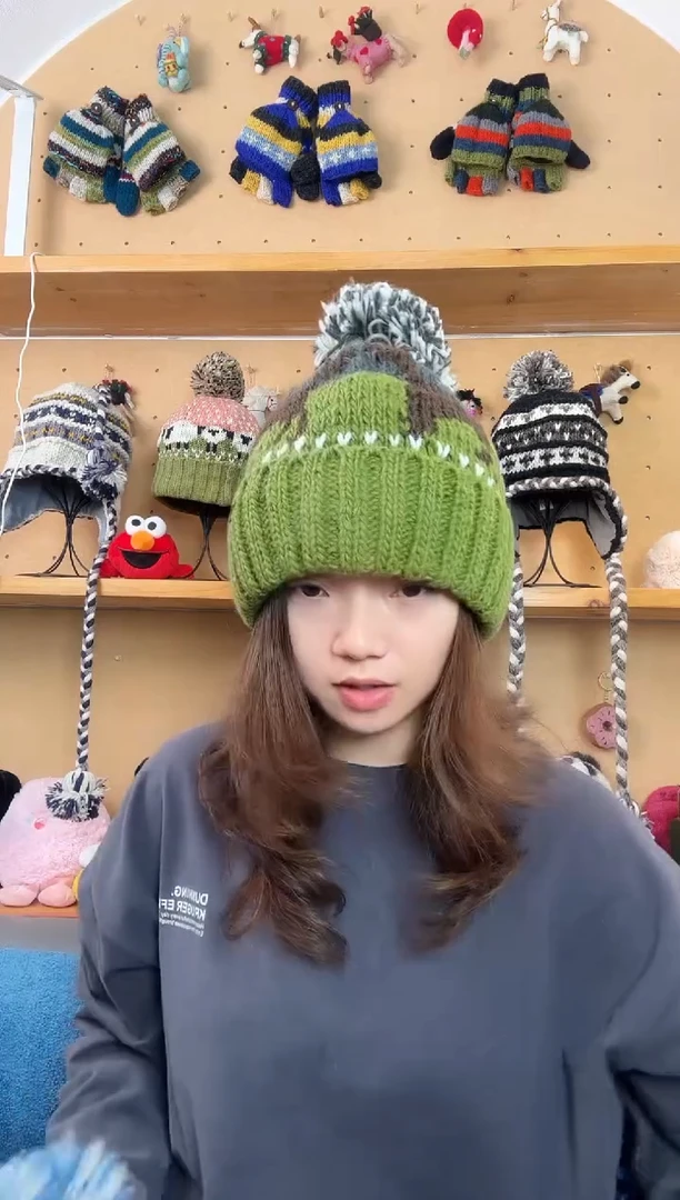 羊毛百分百纯手工帽子卷边狗