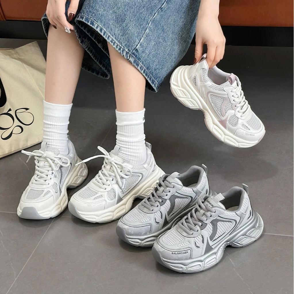 网面透气厚底增高老爹鞋舒适不累脚25年春季新款百搭运动鞋202-35