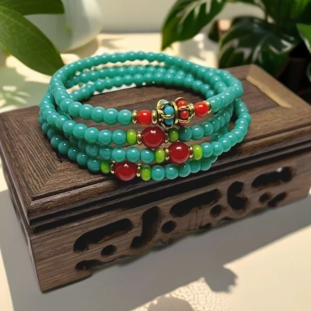 新中式孔雀兰路路通多圈叠戴手链S129