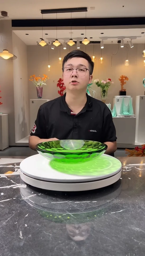 摆件巴比特美学-28cm祖母绿冷磨切面果盘