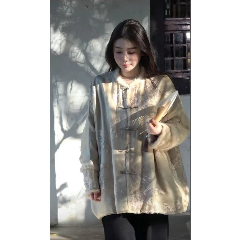 ZHUIMU.【凤舞九天】新中式国风重工宽松刺绣水貂毛棉衣外套ZM1033