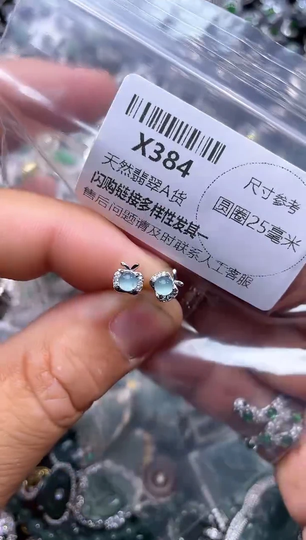 【闪购商品】翡翠颈饰未镶嵌X384耳钉