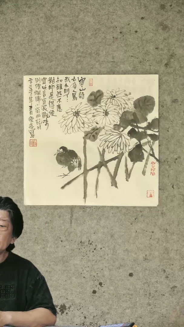 国画国画 一尺斗方 菊花
