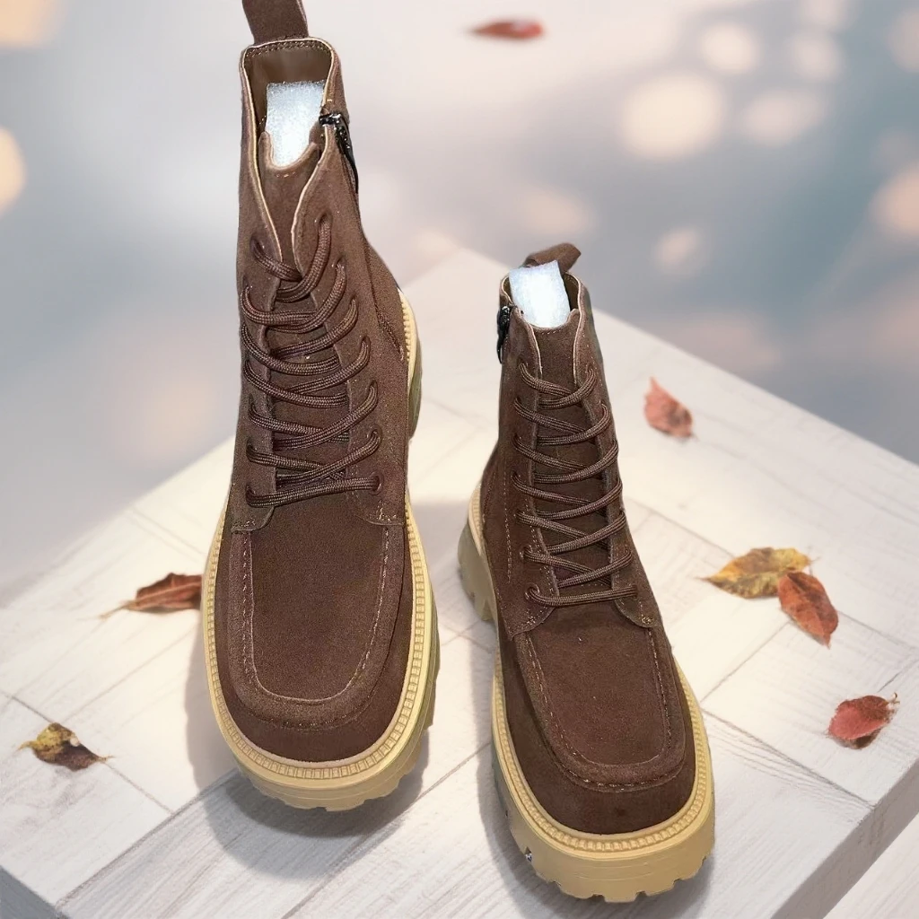 5580增高春秋修面皮女胶粘防脏马丁靴厚底复古秋冬休闲