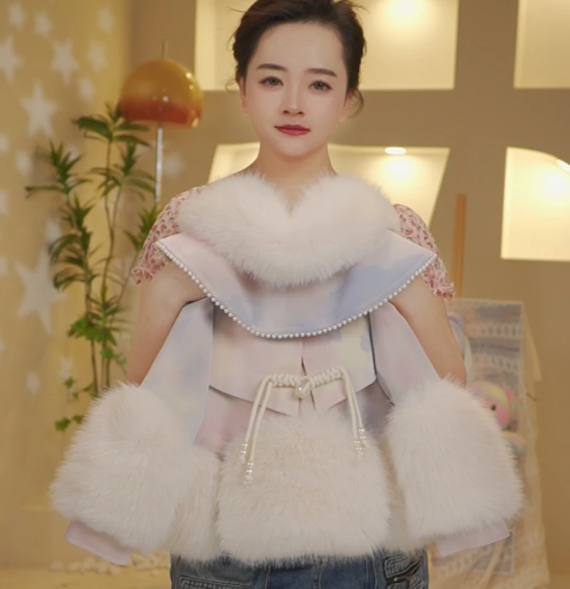 （名媛小姐）2025年新款女童冬季草草外套