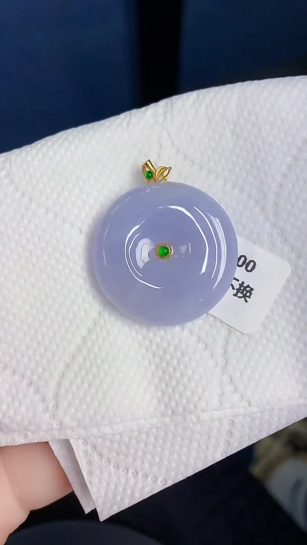 颈饰18K金镶嵌翡翠缅甸天然翡翠A货