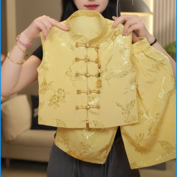 【2025】新款夏季时尚新中式无袖背心儿童宽松复古时髦百搭休闲8139