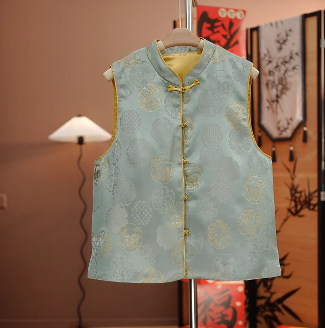 【玉兔踏青】高端织锦缎提花马甲国风女装2025新款复古新中式马甲