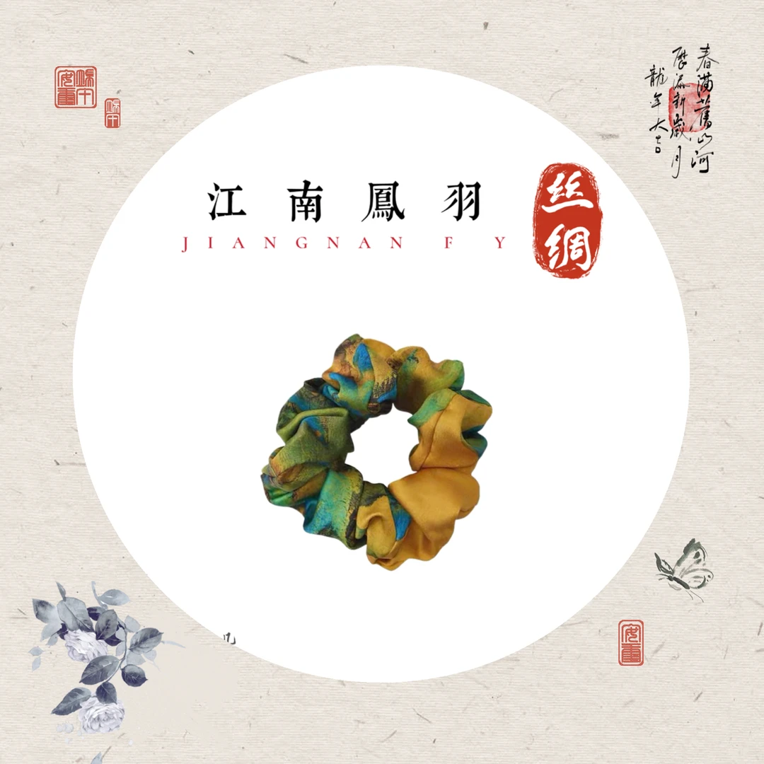 TT【拍1发3】香云纱发圈 纯手工发饰 复古时尚手花缎面大发圈