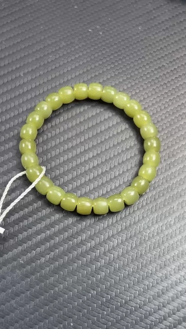 未镶嵌手串和田玉若羌微色差青黄口卡8直切手串