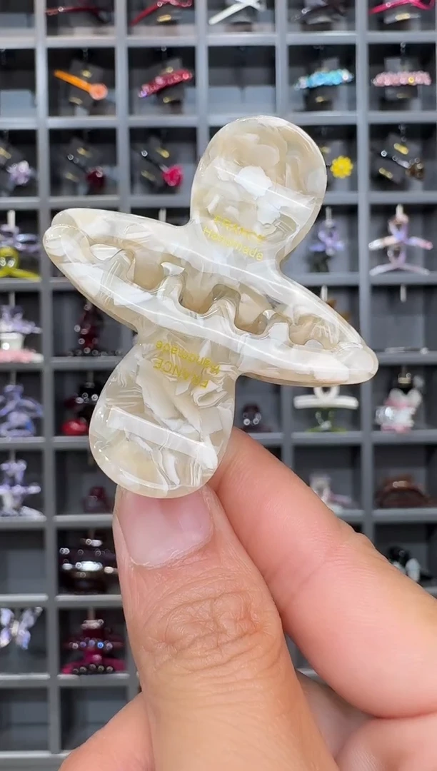 非金属醋酸韩国醋酸品牌发饰5.5cm迷你刘海抓夹一对白碎花