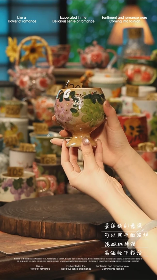 陶瓷420景德镇高温釉下彩手工手绘款式
