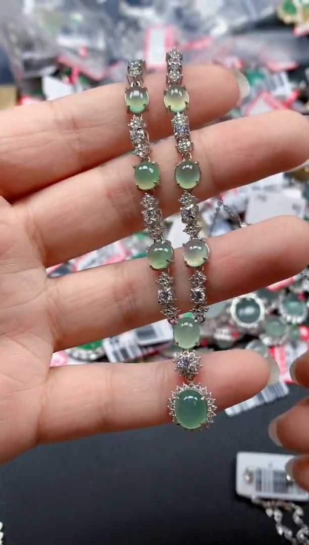 银S925镶嵌戒指翡翠天然A货缅甸翡翠