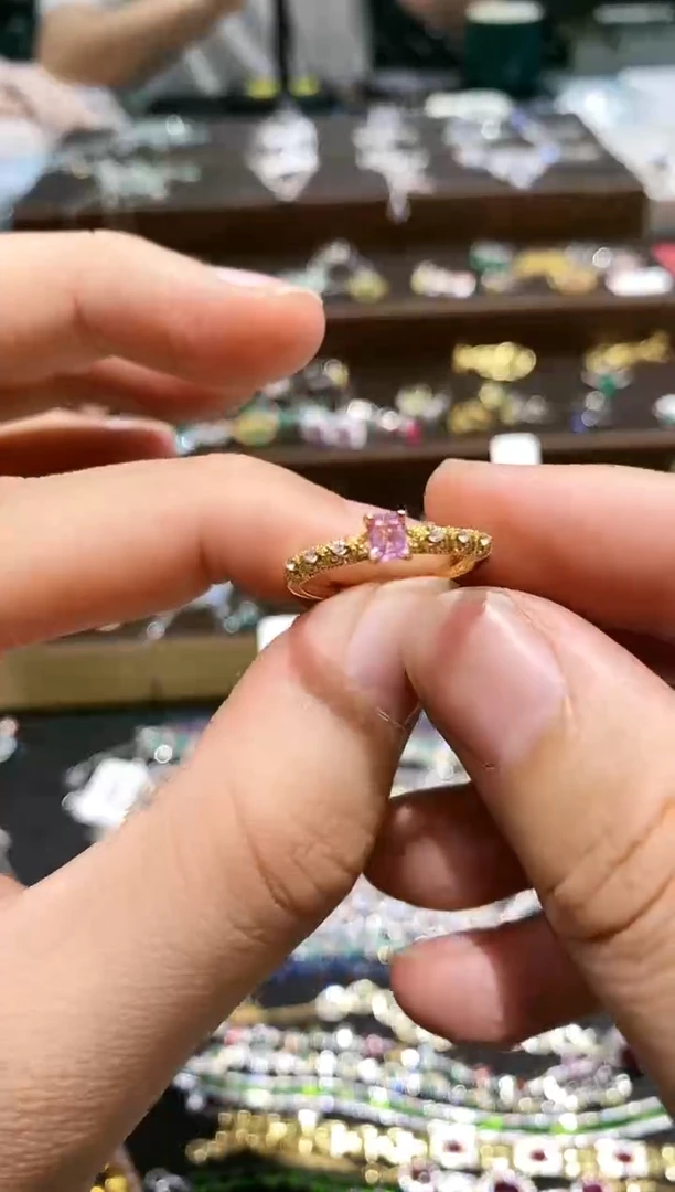 【闪购商品】蓝宝石戒指银S925镀金镶嵌戒指