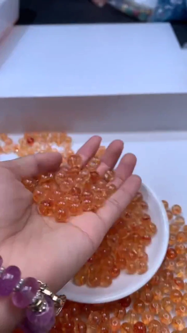 颈饰未镶嵌水晶W1719金橙色碧玺8mm*20颗