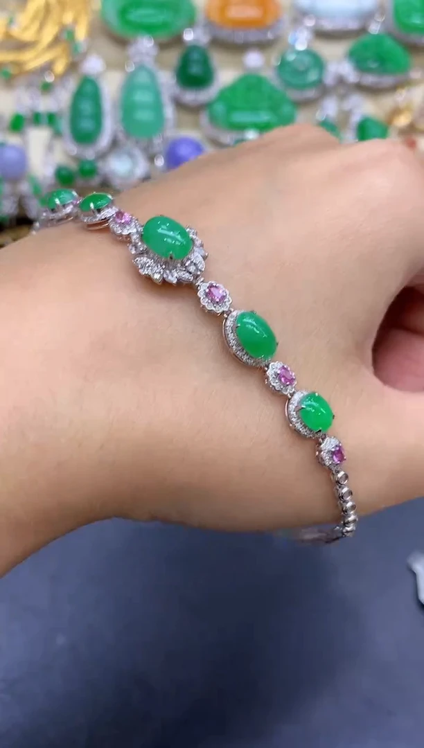 18K金镶嵌手链翡翠412-中国好珍宝