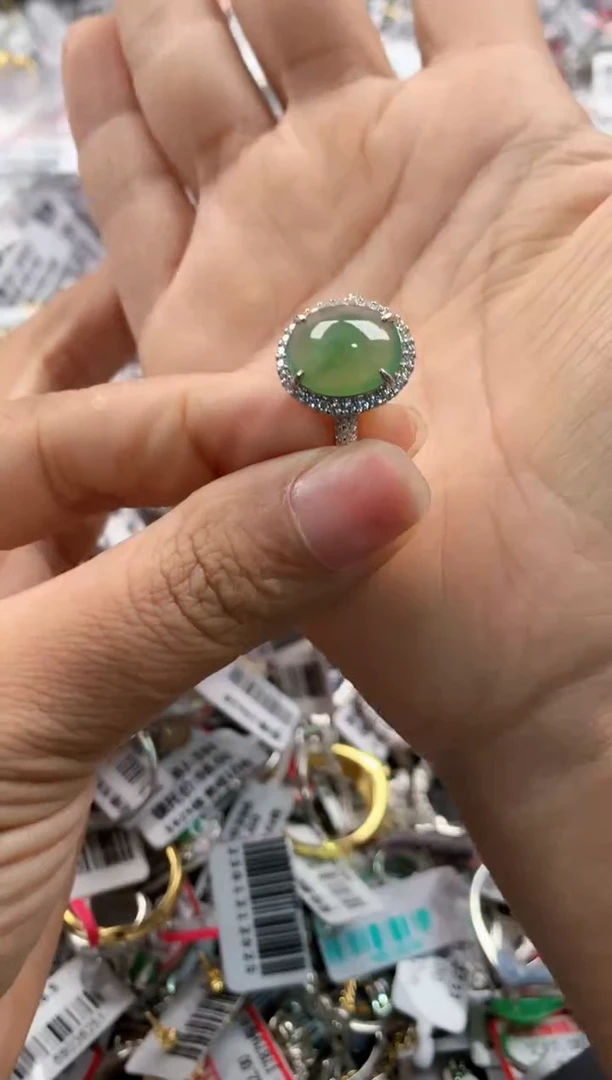 银S925镶嵌戒指翡翠9999     2