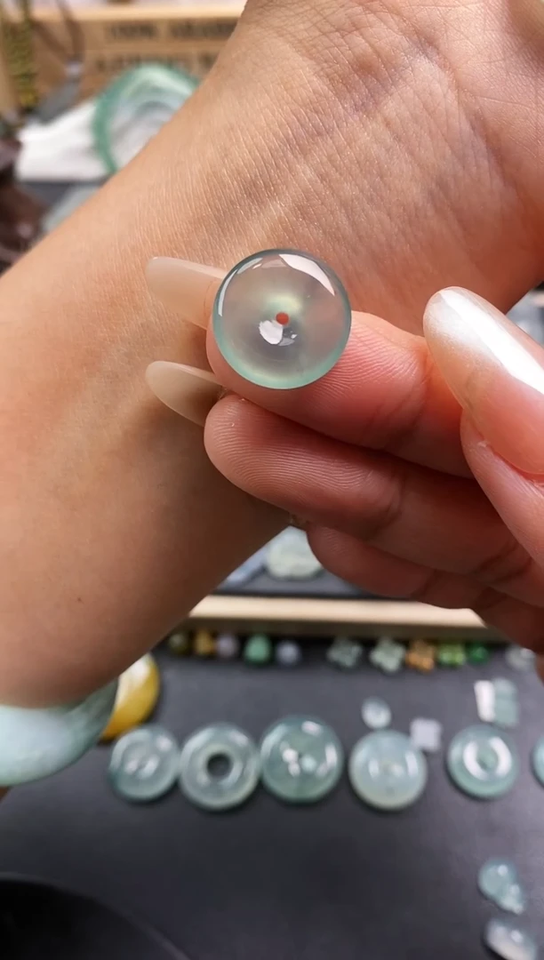 裸石翡翠格**开平安扣  定向 格局打开