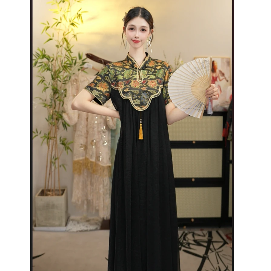 花想容国风2025夏季新款中国风飘逸日常长款连衣裙2697