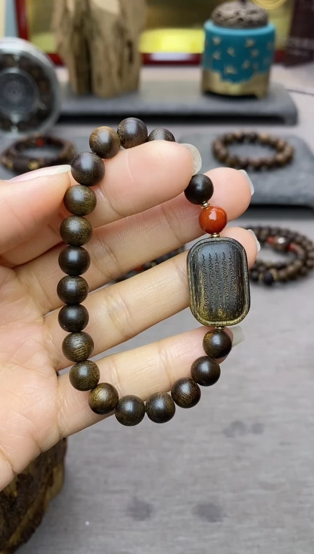 【闪购商品】沉香手串富森红土0.8+雷击白棋五条沉水